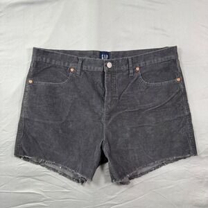 Gap Women Charcoal Grey Corduroy Cut Off Shorts Raw Hem Size 14 QL509105